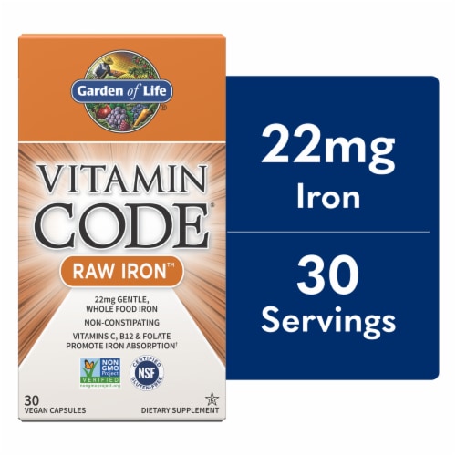 Garden of Life® Vitamin Code Raw Iron Vegan Capsules Perspective: front