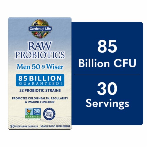 Garden of Life Raw Probiotics Men 50 & Wiser 85 Billion CFU Capsules Perspective: front