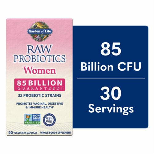 Garden of Life Raw Probiotics Women, Vaginal, Digestive & Immune Health, Enzymes, Capsules Perspective: front
