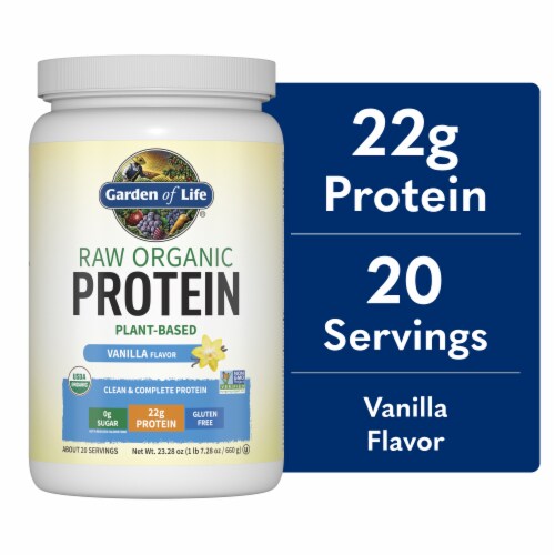 Garden of Life Raw Organic Protein to Help Build Muscle 22g Plant Based Protein Vanilla Powder Perspective: front