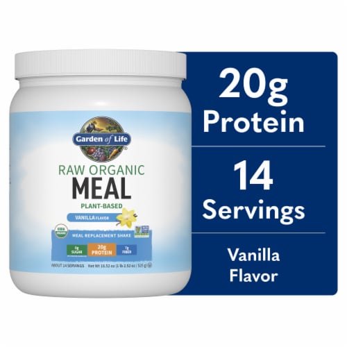 Garden of Life Raw Organic Meal Replacement All-in-One Shake 20g Vegan Protein Vanilla Powder Perspective: front