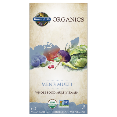 Garden of Life® Organics Men's Multi Whole Food Vegan Multivitamin Tablets Perspective: front