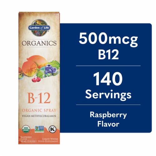 Garden of Life® Organics B-12 Raspberry Spray Perspective: front