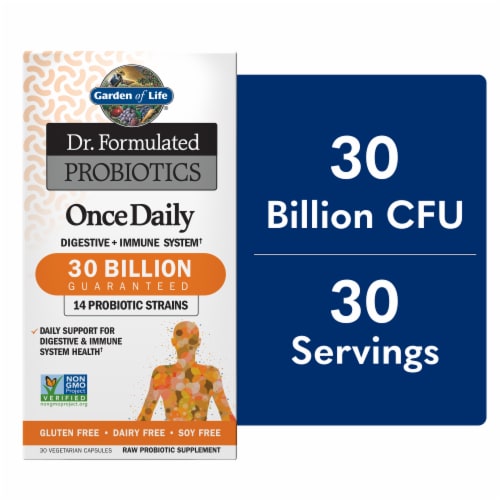 Garden of Life Dr. Formulated Once Daily Probiotics, Digestive, Immune, Capsules, 30 Billion CFU Perspective: front