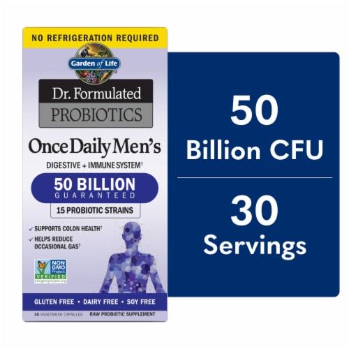 Garden of Life Once Daily Men's Probiotics, Digestive, Immune System, Capsules, 50 Billion CFU Perspective: front