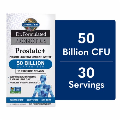 Garden of Life Dr. Formulated Prostate+ Probiotics, Cranberry, Vitamin D, Capsules, 50 Billion CFU Perspective: front
