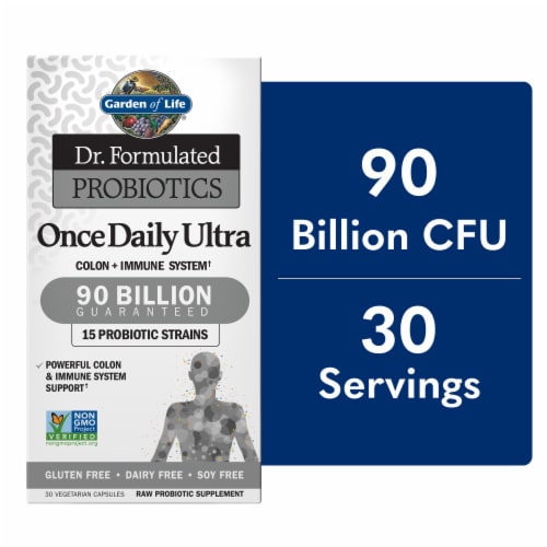 Garden of Life Dr. Formulated Once Daily Ultra, Colon, Immune System, Capsules, 90 Billion CFU Perspective: front