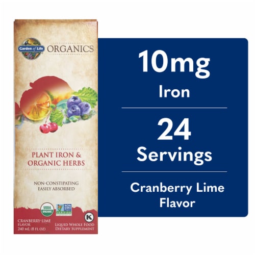 Garden of Life My Kind Organics Plant Iron & Herbs Liquid Supplement Perspective: front