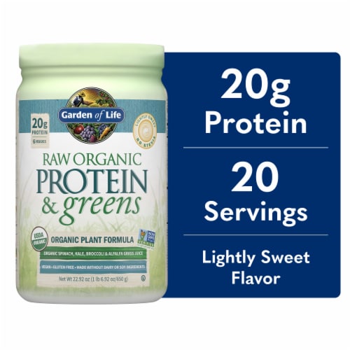 Garden of Life Raw Organic Protein & Greens 20g Vegan Protein + 6 Veggies Vanilla Powder Perspective: front
