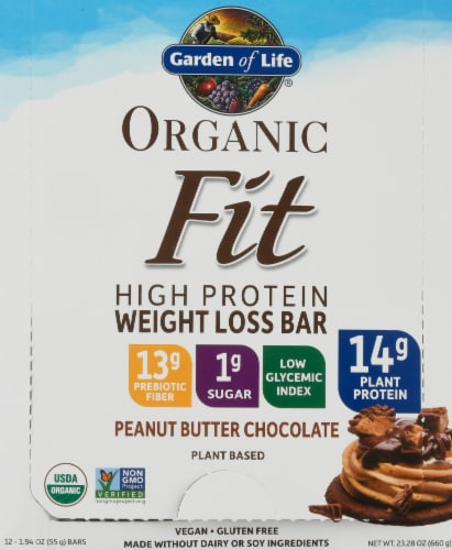 Garden of Life Peanut Butter Chocolate Organic Fit Weight Loss Bar Perspective: front