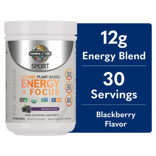 Garden of Life Sport Blackberry Organic Energy and Focus Perspective: front