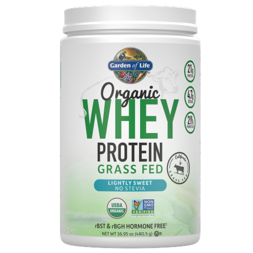 Garden of Life Lightly Sweet Organic Whey Grass Fed Protein Perspective: front