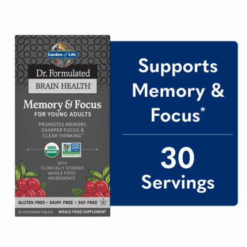 Garden of Life Dr. Formulated Memory & Focus for Young Adults Tablets Perspective: front