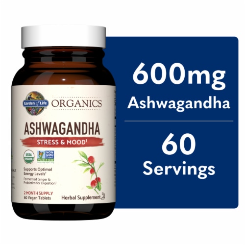 Garden of Life Organics Ashwagandha Stress & Mood Tablets Perspective: front