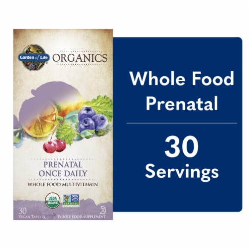 Garden of Life Organics Prenatal Multivitamin, Women's One a Day for Energy, Vegan Tablets Perspective: front