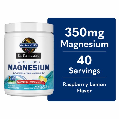 Garden of Life Dr Formulated Magnesium Raspberry Lemon Powder Drink Mix Perspective: front
