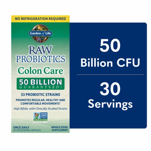 Garden of Life® Raw Probiotics Colon Care Shelf Stable Vegetarian Capsules Perspective: front