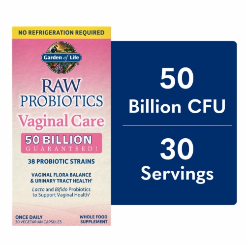 Garden of Life Raw Probiotics Vaginal Care, Urinary Tract Health, Enzymes, Once Daily Capsules Perspective: front