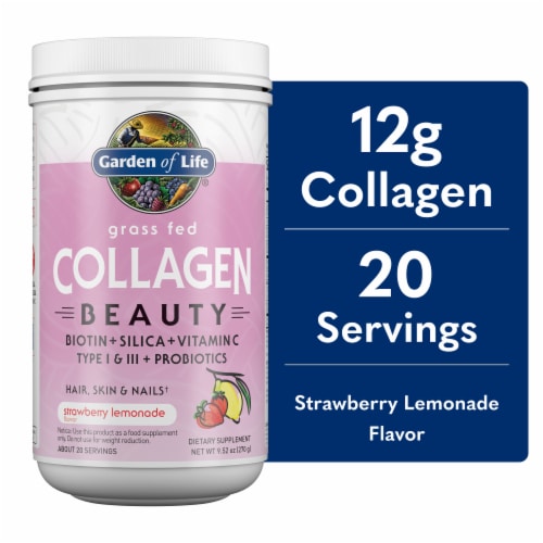 Garden of Life Strawberry Lemonade Grass Fed Collagen Beauty Perspective: front