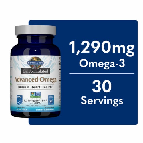 Garden of Life® Dr. Formulated Advanced Omega Brain & Heart Health Lemon Flavor Softgels Perspective: front