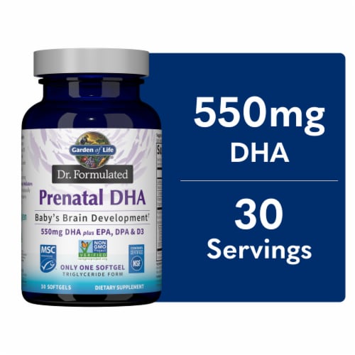 Garden of Life® Dr. Formulated Prenatal DHA plus DPA & D3 Strawberry Softgels Perspective: front