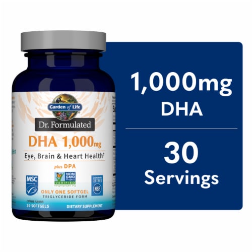 Garden of Life® Dr. Formulated Advanced DHA Triglyceride Form Citrus Softgels 1000mg Perspective: front