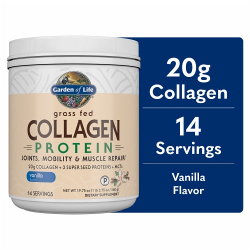Garden of Life Grass Fed Vanilla Collagen Protein Powder Perspective: front