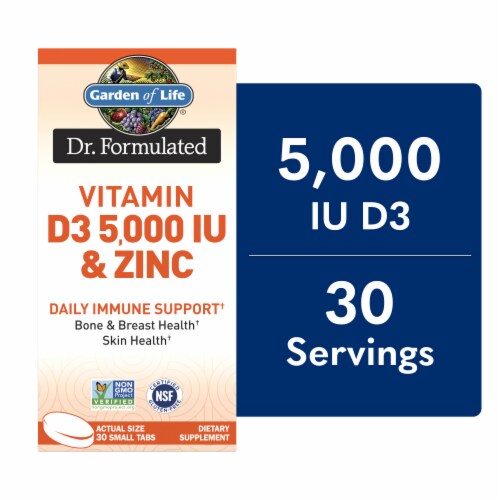 Garden of Life® Vitamin D3 & Zinc Daily Immune Support Small Tabs Perspective: front