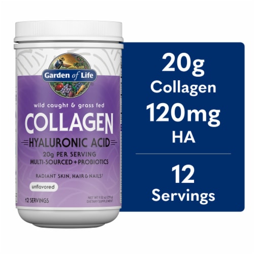 Garden of Life® Wild Caught & Grass Fed Collagen With Hyaluronic Acid Unflavored Powder Perspective: front
