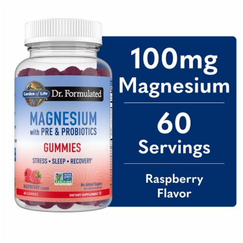 Garden of Life® Dr. Formulated Magnesium with Pre & Probiotics Raspberry Gummies Perspective: front