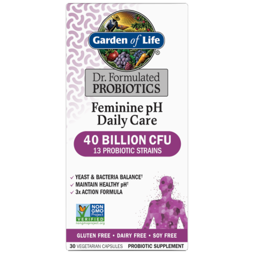 Garden of Life Dr. Formulated Probiotics Feminine pH Daily Care Supplement Capsules Perspective: front