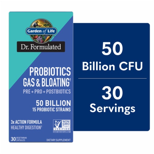 Garden of Life® Dr. Formulated Probiotics Gas & Bloating Pre + Pro + Postbiotics Capsules Perspective: front