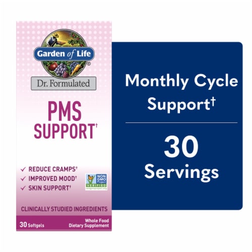 Garden of Life Dr. Formulated PMS Support, Reduce Cramps, Improve Mood & Skin Support, Softgels Perspective: front