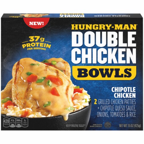 Hungry-Man Frozen Double Chipotle Chicken and Rice Chicken Meal Bowl Perspective: front