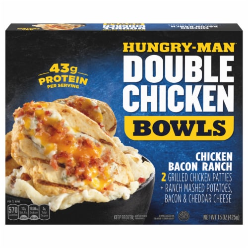 Hungry-Man® Double Chicken Bacon Ranch Bowls With Mashed Potatoes Frozen Meal Perspective: front