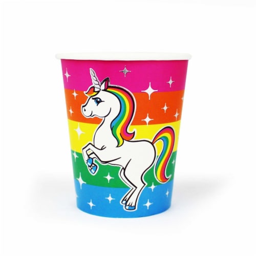 Prime Party Silver Lining Rainbow Unicorn Cups (8 Pack) Perspective: front