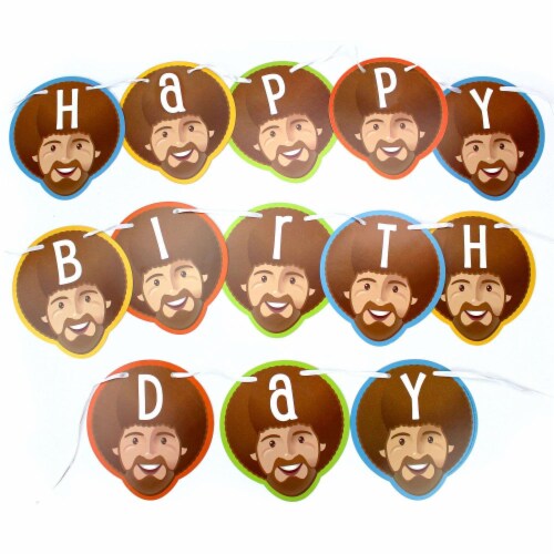 Prime Party Bob Ross and Friends Birthday Banner Perspective: front