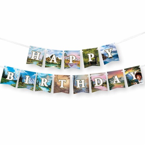 Prime Party Bob Ross Classic Jointed Birthday Banner Sign Perspective: front