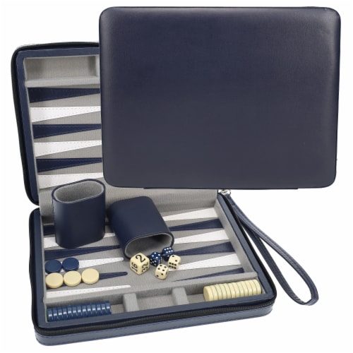 WE Games Magnetic Backgammon Set, Leatherette Case, Carrying Strap - Travel Size Perspective: front