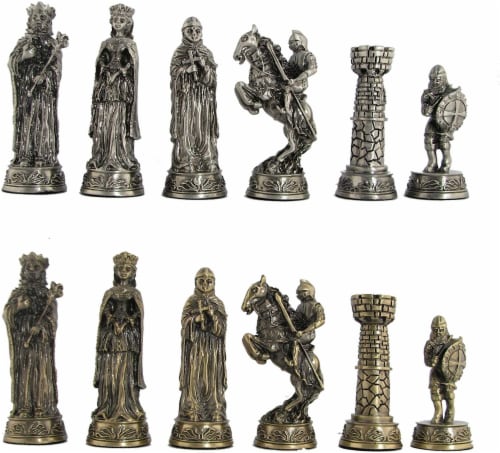WE Games Medieval Chessmen - Pewter - King measures 3.5 in. Perspective: front