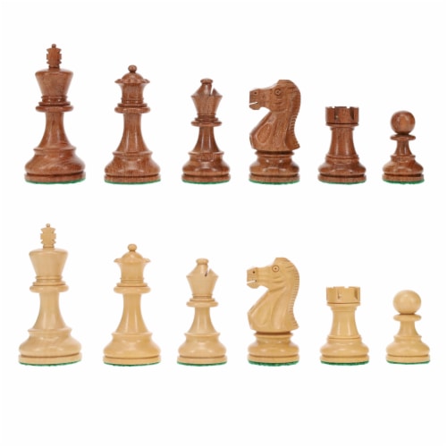 WE Games Wooden English Chessmen, Weighted and Handpolished, 3.5 inch King Perspective: front