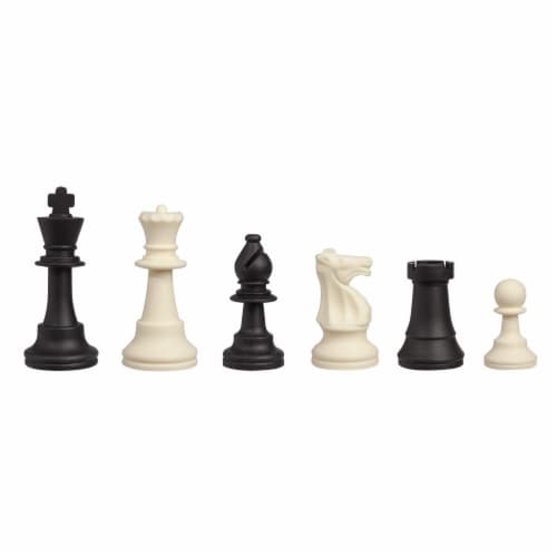 WE Games Silicone Staunton Tournament Chessmen, Black & Cream, 3.75 in. King Perspective: front