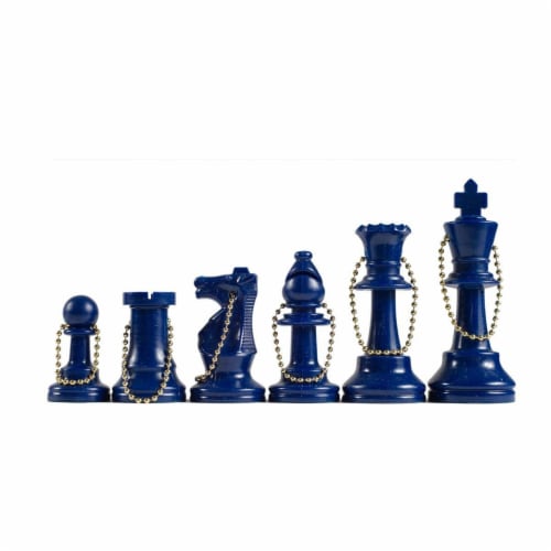 WE Games Keychain Bag Tag Chessmen - Includes 17 Pieces in Blue Perspective: front