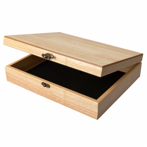 WE Games Old World Wooden Treasure Box with Brass Latch Perspective: front