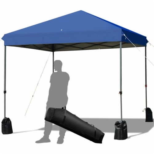 8x8 FT Pop up Canopy Tent Shelter Wheeled Carry Bag 4 Canopy Sand Bag Blue Perspective: front