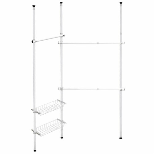 Double 2 Tier Telescopic Garment Rack Adjustable Closet Organizer