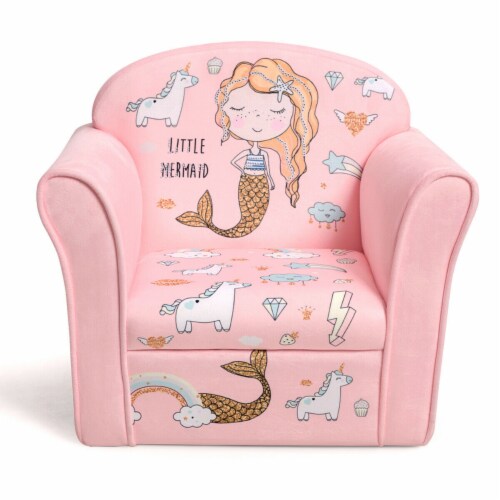 Kids Mermaid Sofa Children Armrest Couch Upholstered Chair Toddler