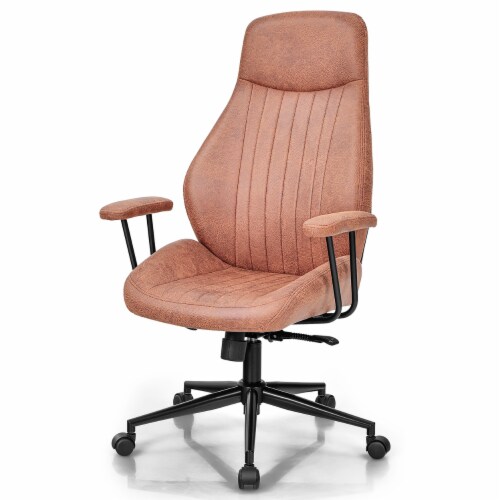 Costway High Back Office Chair Reclining Task Chair Suede Fabric