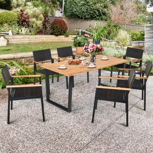 Large outdoor dining top table set
