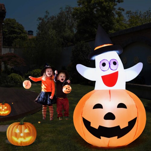 5 Ft Halloween Blow-up Inflatable Ghost in Pumpkin w/ LED Bulb Yard Decoration, 1 unit - Fry's Food Stores